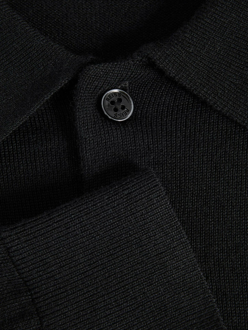 Reiss | Merino Wool Polo Shirt in Black