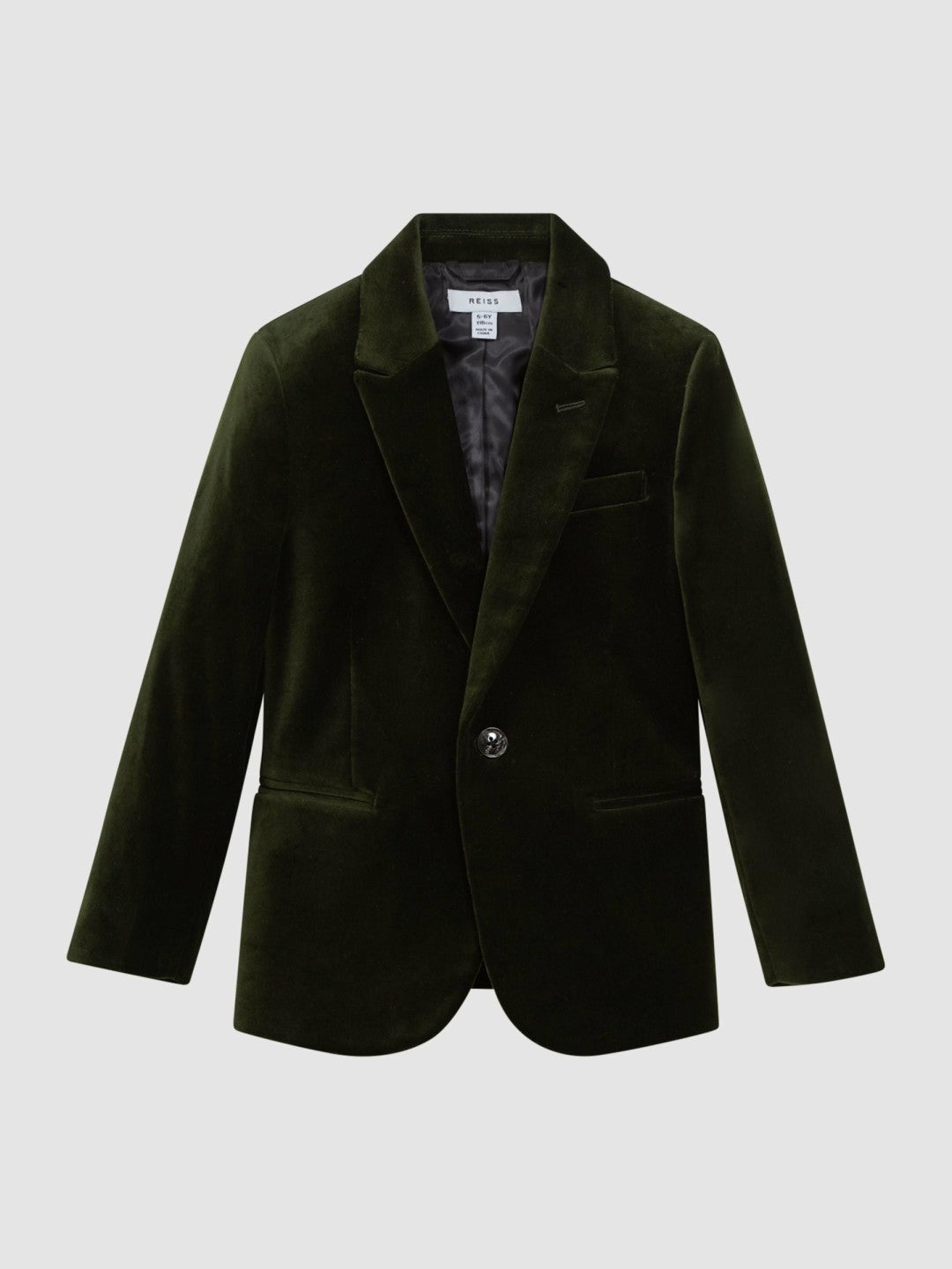 Reiss | 9-14 yrs Slim Fit Velvet Single Breasted Blazer in Emerald