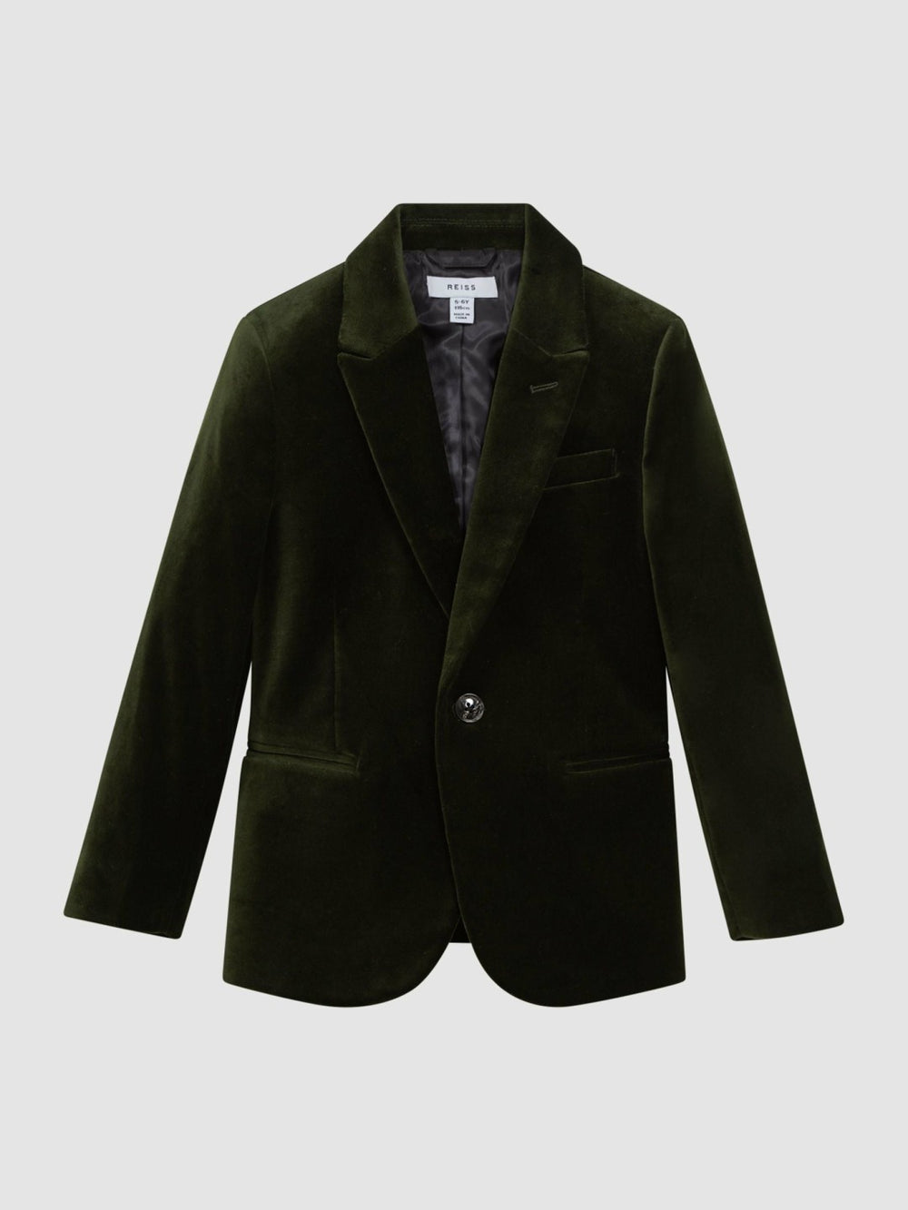 Reiss | 9-14 yrs Slim Fit Velvet Single Breasted Blazer in Emerald