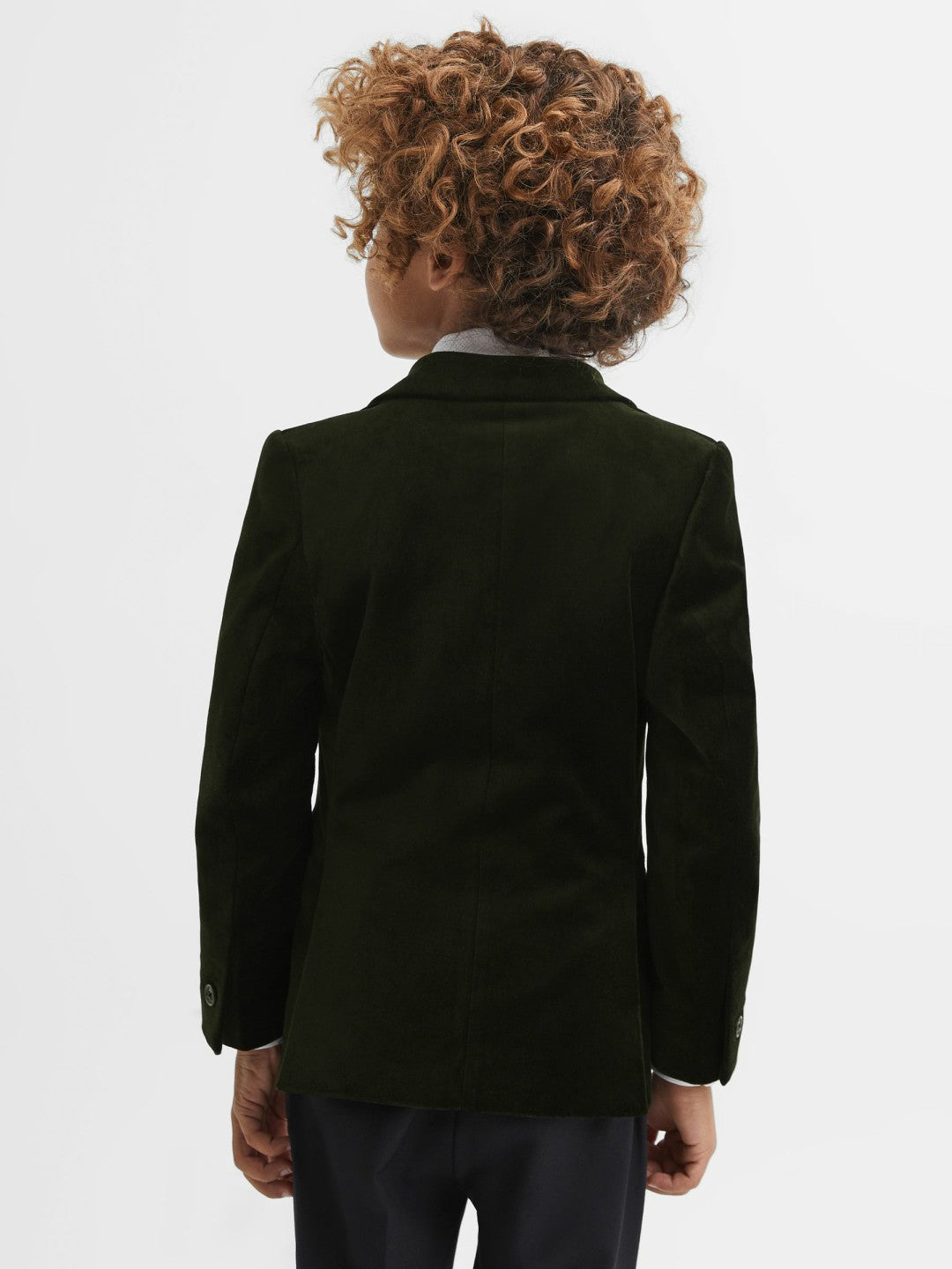 Reiss | 9-14 yrs Slim Fit Velvet Single Breasted Blazer in Emerald