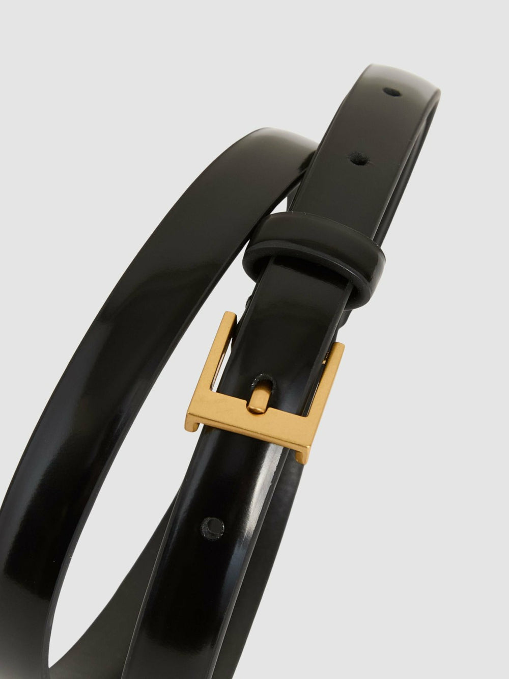 Reiss | Thin Leather Belt in Black