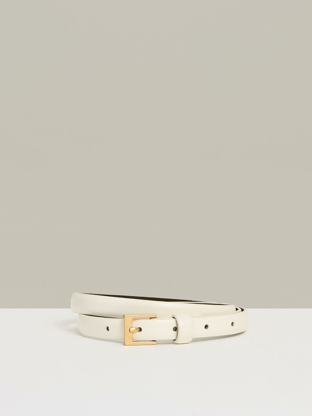 Reiss | Thin Leather Belt in Off White