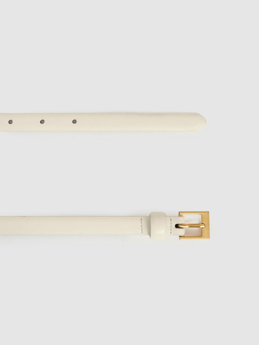 Reiss | Thin Leather Belt in Off White