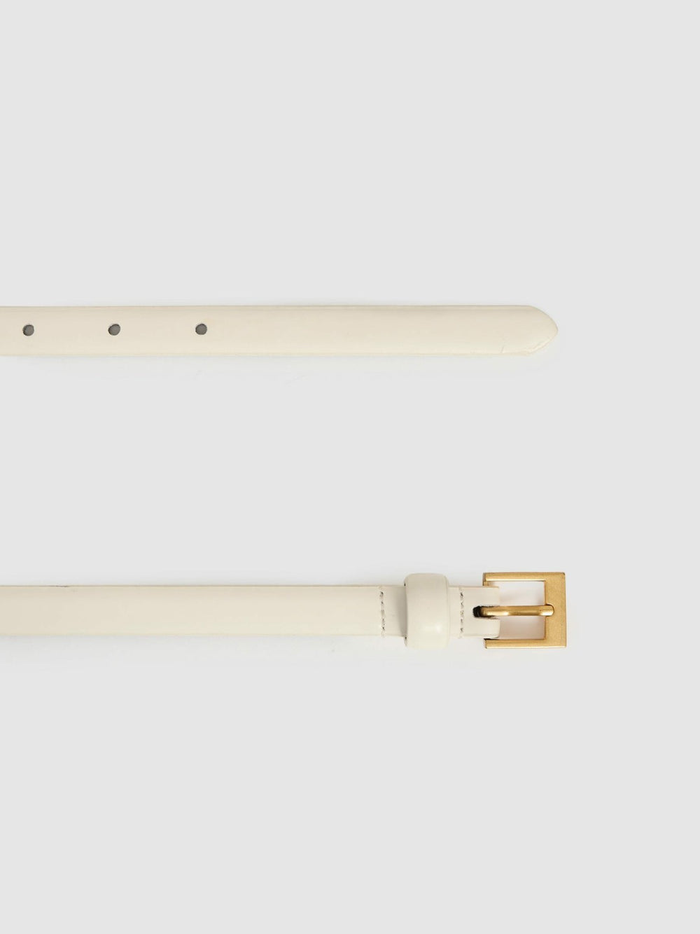 Reiss | Thin Leather Belt in Off White