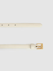Reiss | Thin Leather Belt in Off White