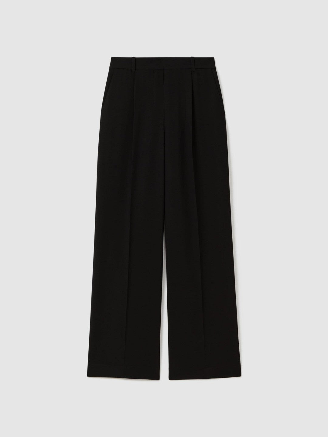 Reiss | Petite Half-Elasticated Wide Leg Trousers in Black