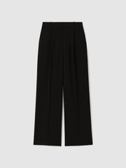 Reiss | Petite Half-Elasticated Wide Leg Trousers in Black