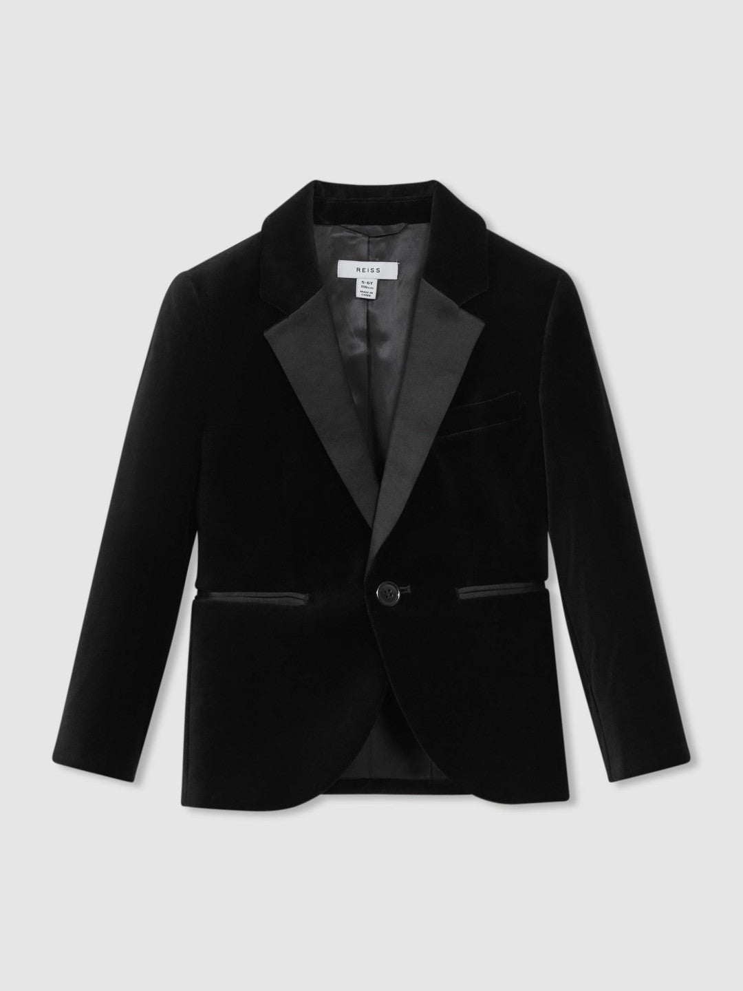 Reiss | 13-14 yrs Single Breasted Velvet Blazer in Black