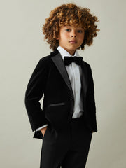 Reiss | 13-14 yrs Single Breasted Velvet Blazer in Black