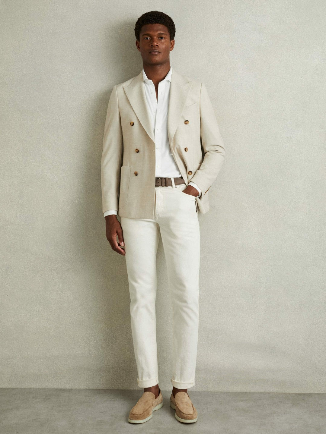 Reiss | Modal Blend Cutaway Collar Shirt in White