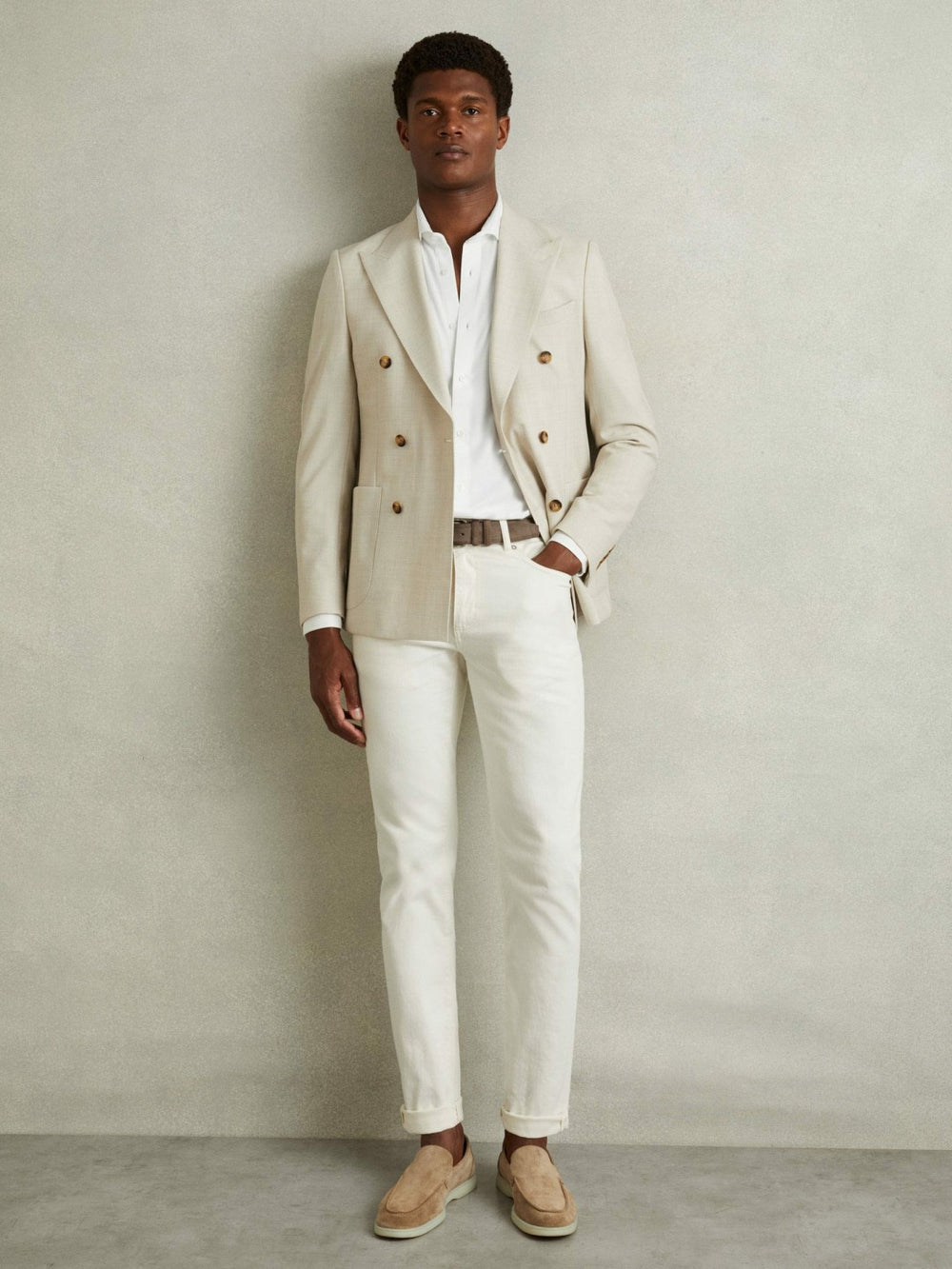 Reiss | Modal Blend Cutaway Collar Shirt in White