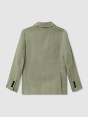 Reiss | 9-13 yrs Linen Single Breasted Blazer in Apple