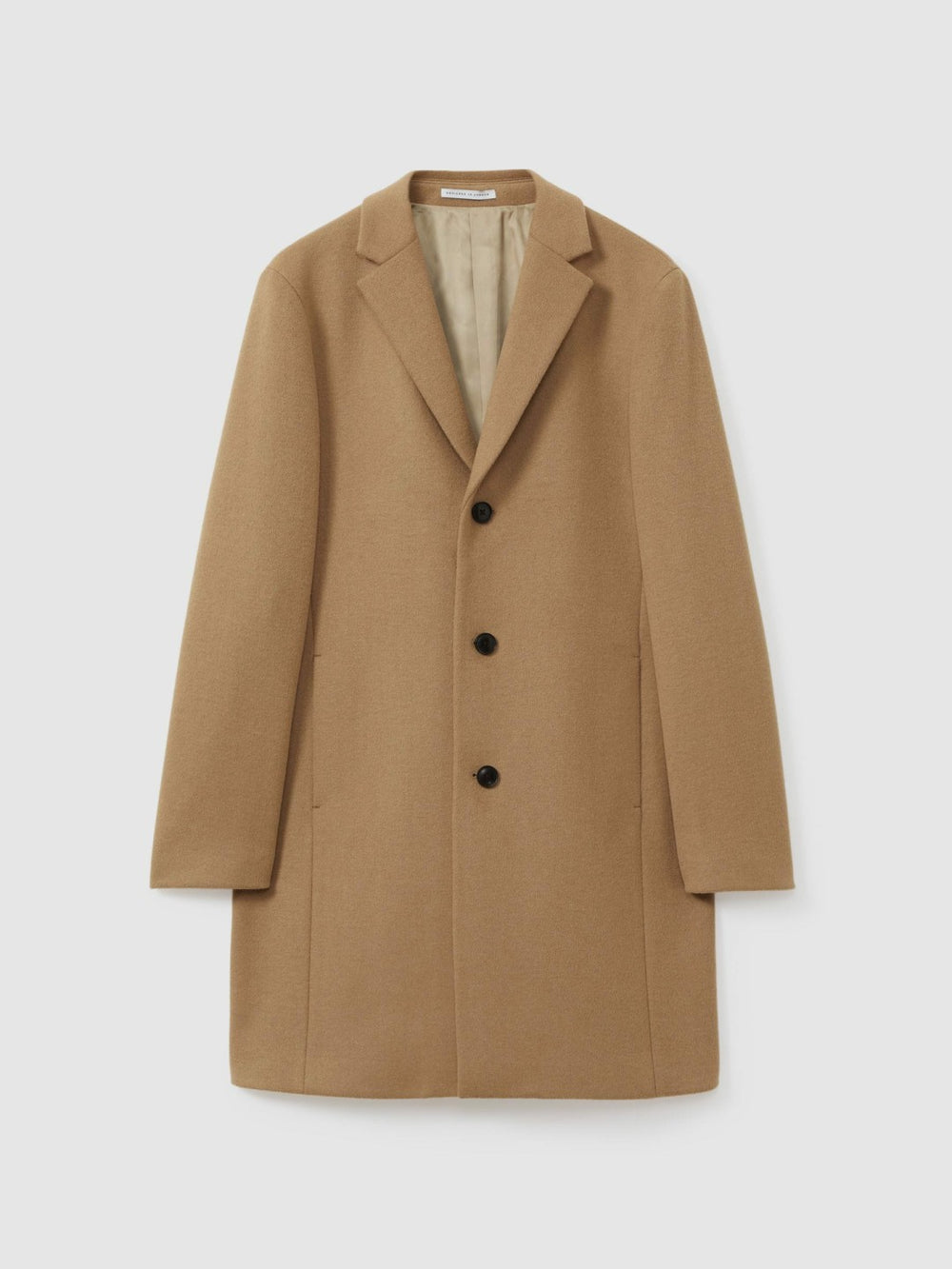 Reiss | Wool Blend Single Breasted Epsom Overcoat in Camel