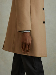 Reiss | Wool Blend Single Breasted Epsom Overcoat in Camel