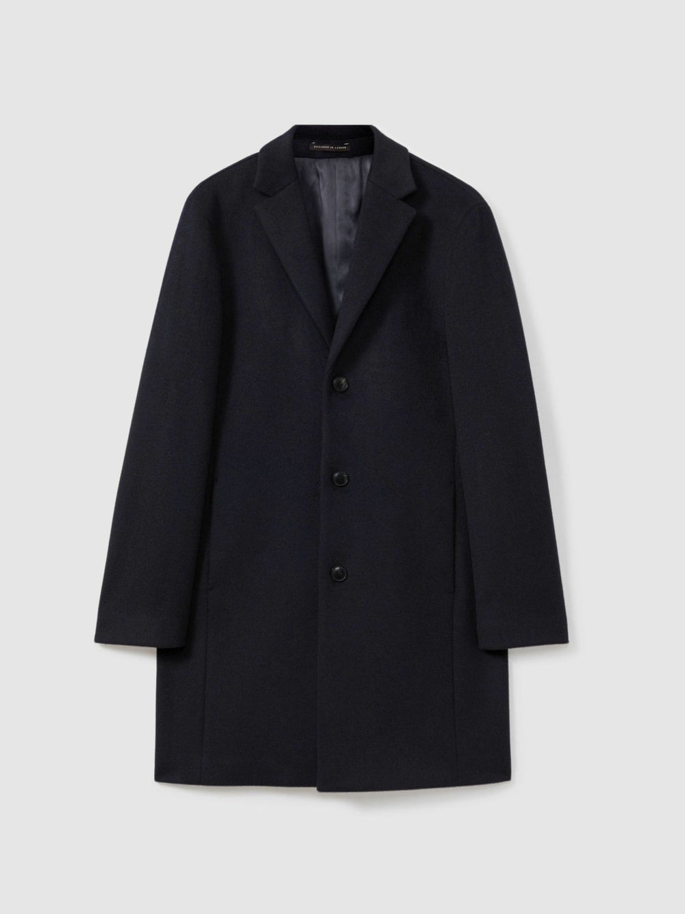 Reiss | Wool Blend Single Breasted Epsom Overcoat in Navy