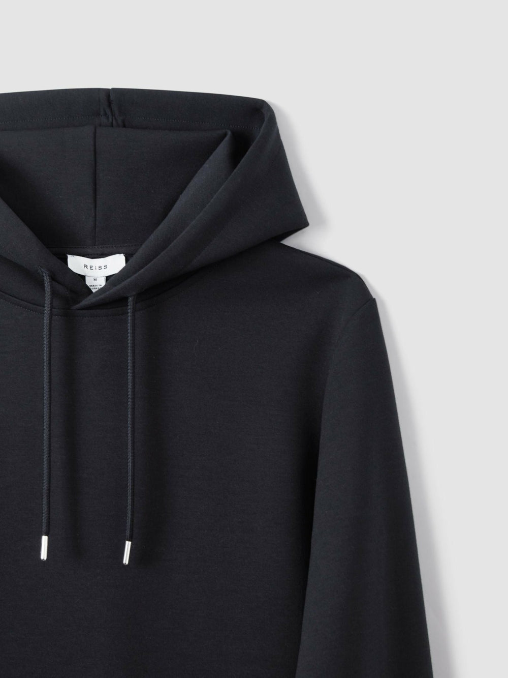 Reiss | Interlock Jersey Drawstring Hoodie in Navy Blue
