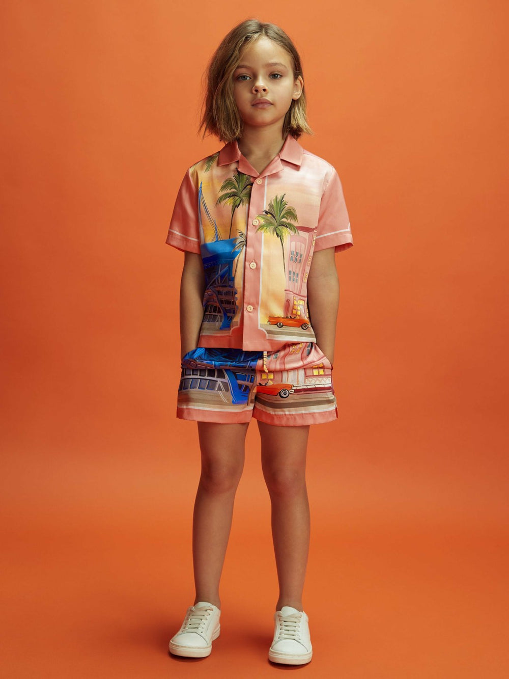 Reiss | Senior McLaren F1 Miami Drawstring Shorts in Pink Multi