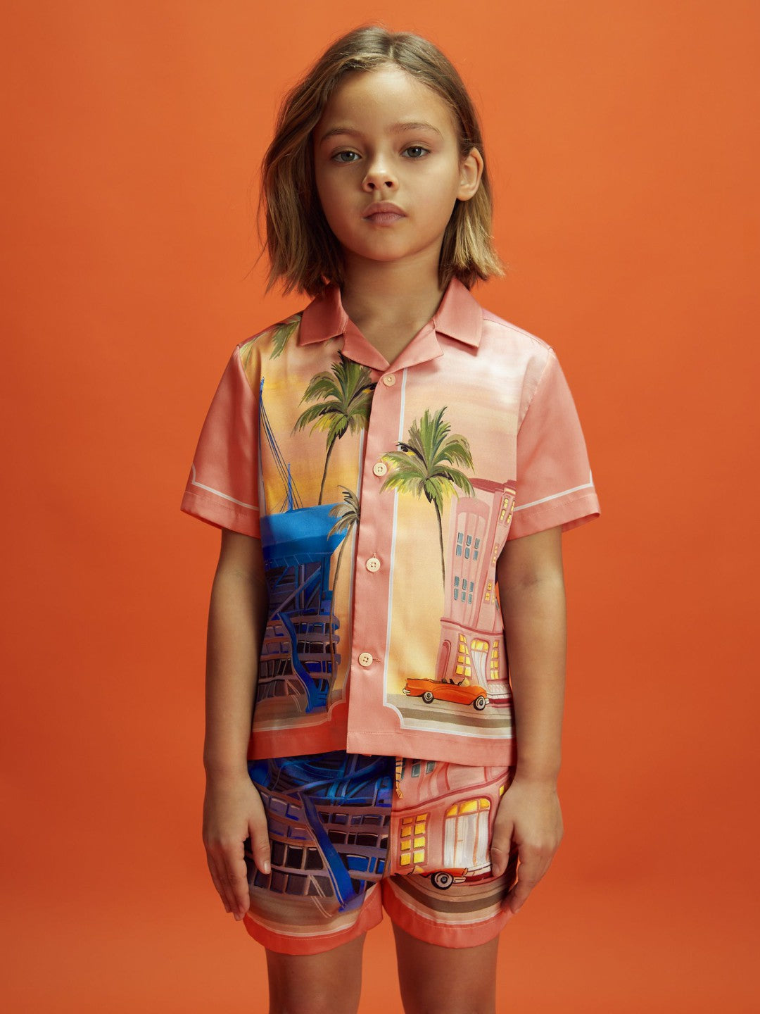 Reiss | Senior McLaren F1 Miami Drawstring Shorts in Pink Multi