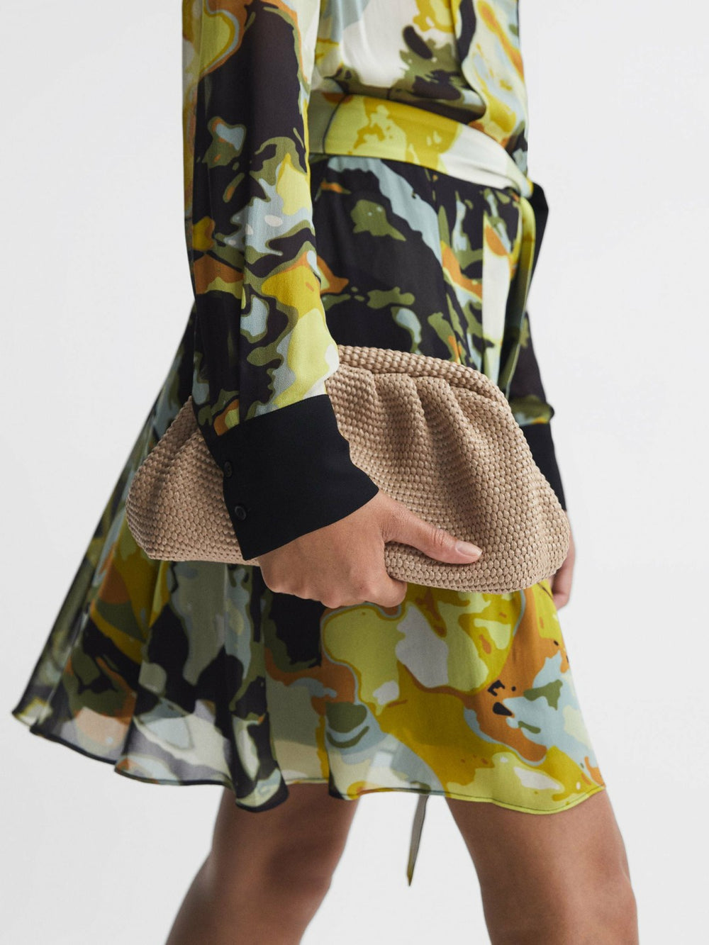 Reiss | Raffia Clutch Bag in Natural