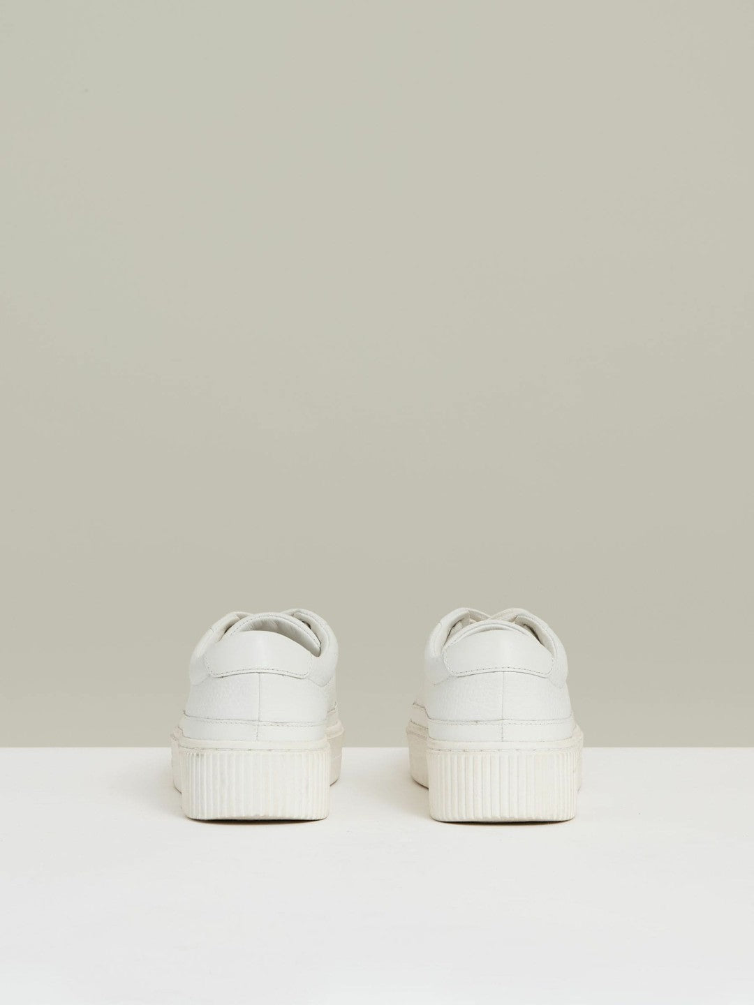 Reiss | Grained Leather Platform Trainers in White