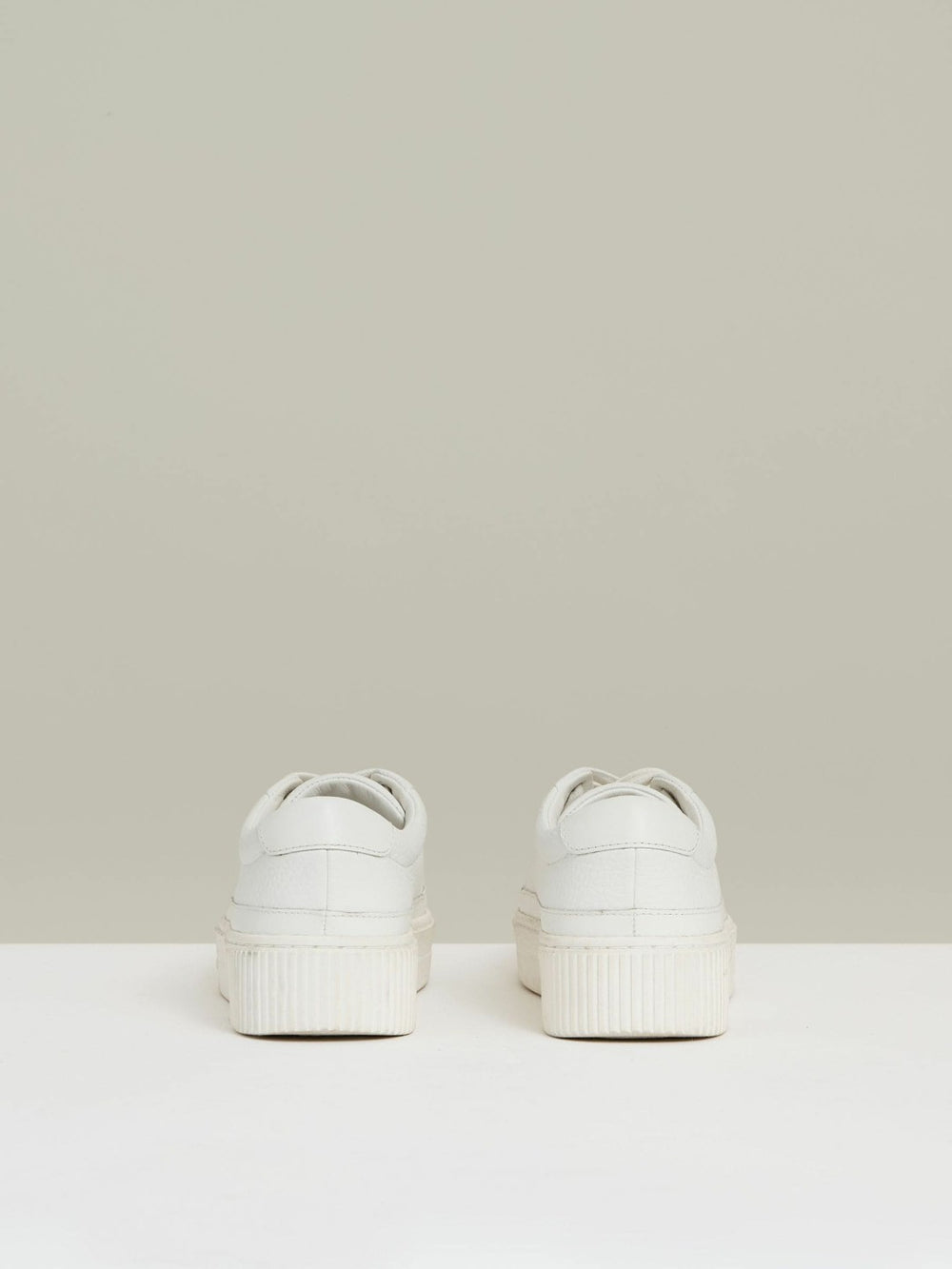 Reiss | Grained Leather Platform Trainers in White