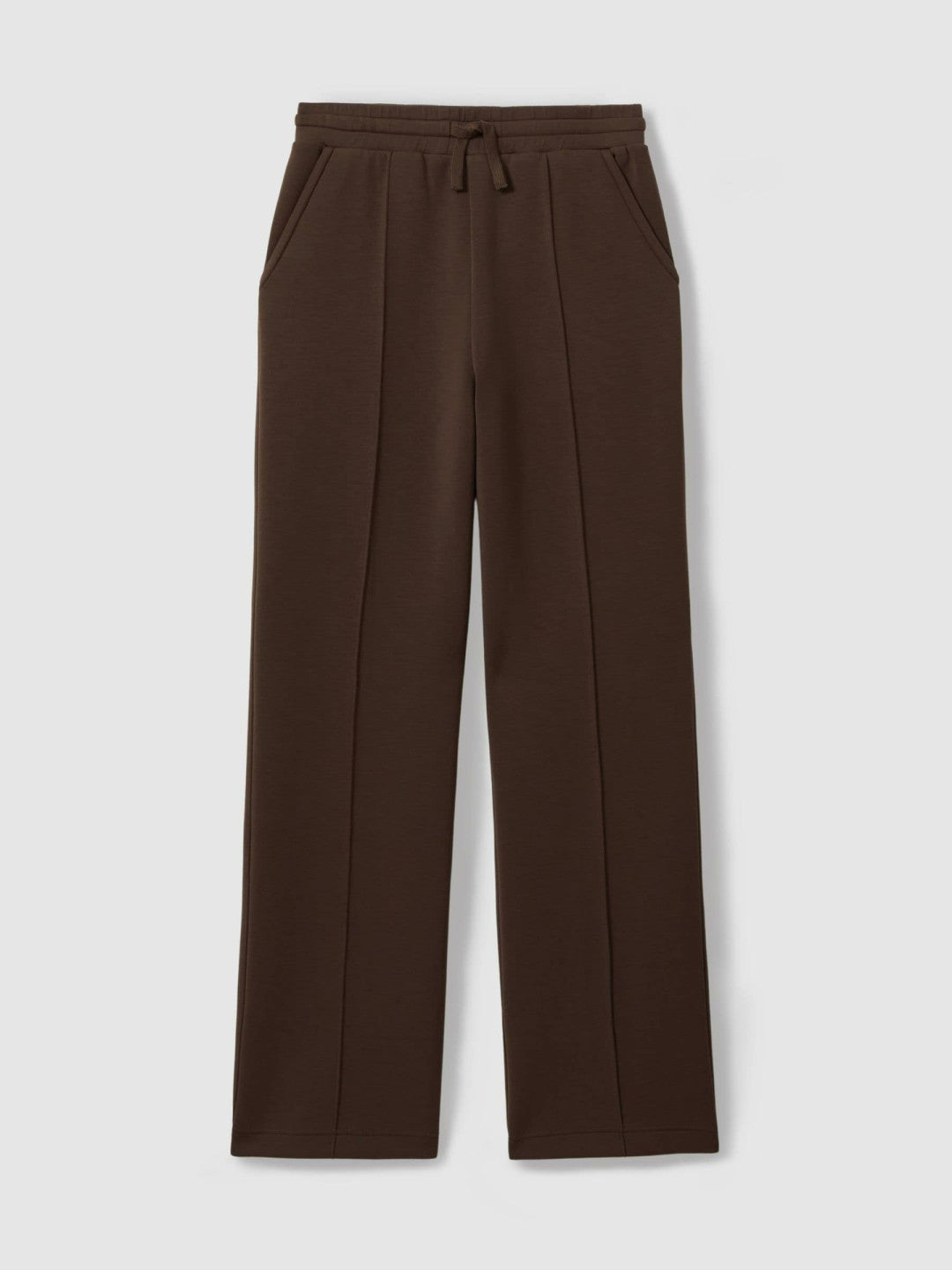 Reiss | Interlock Wide-Leg Joggers in Chocolate