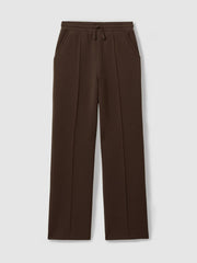 Reiss | Interlock Wide-Leg Joggers in Chocolate