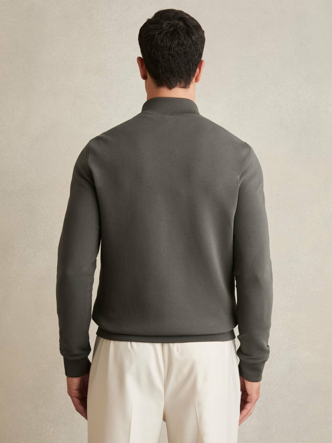 Reiss | Hybrid Quilt and Knit Zip-Through Jacket in Sage
