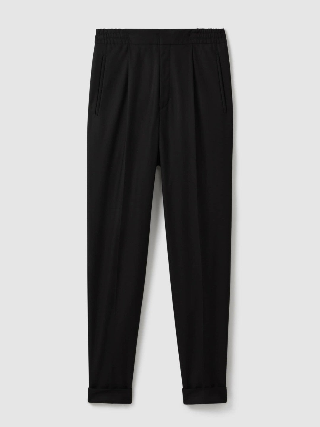Reiss | Relaxed-Fit Pleated Tapered Trousers in Black
