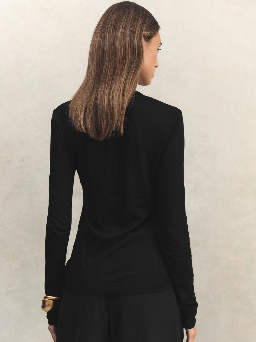 Reiss | Jersey V-Neck Top in Black
