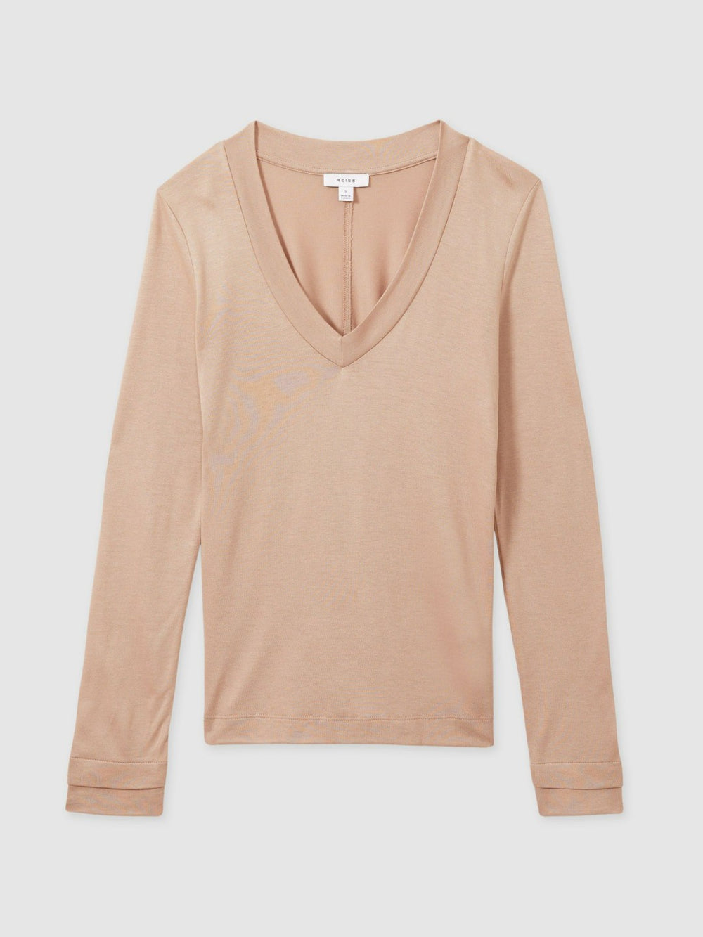 Reiss | Jersey V-Neck Top in Camel
