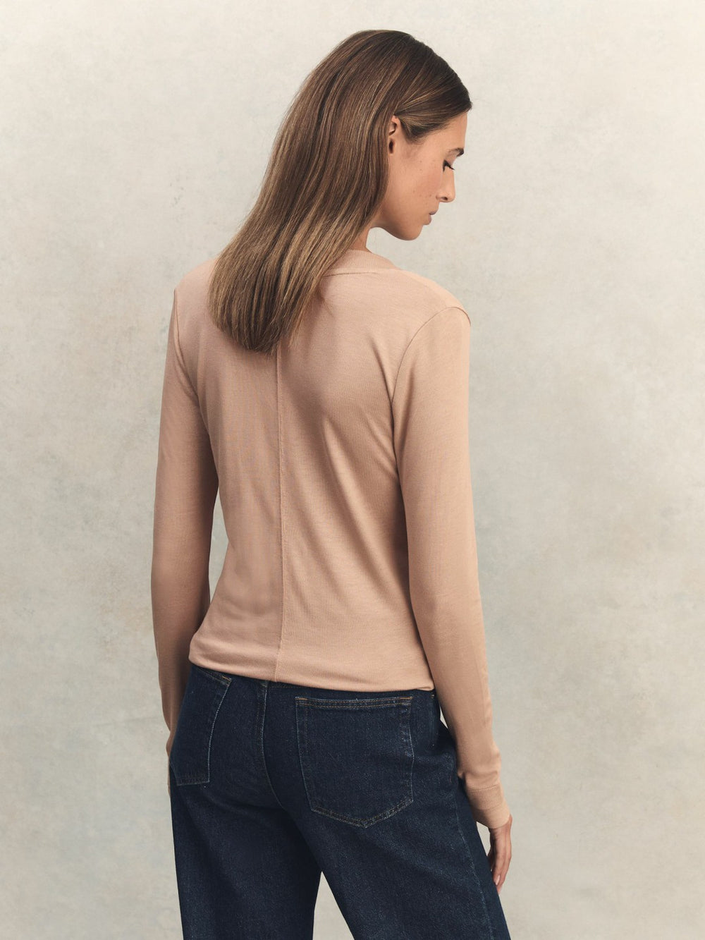 Reiss | Jersey V-Neck Top in Camel
