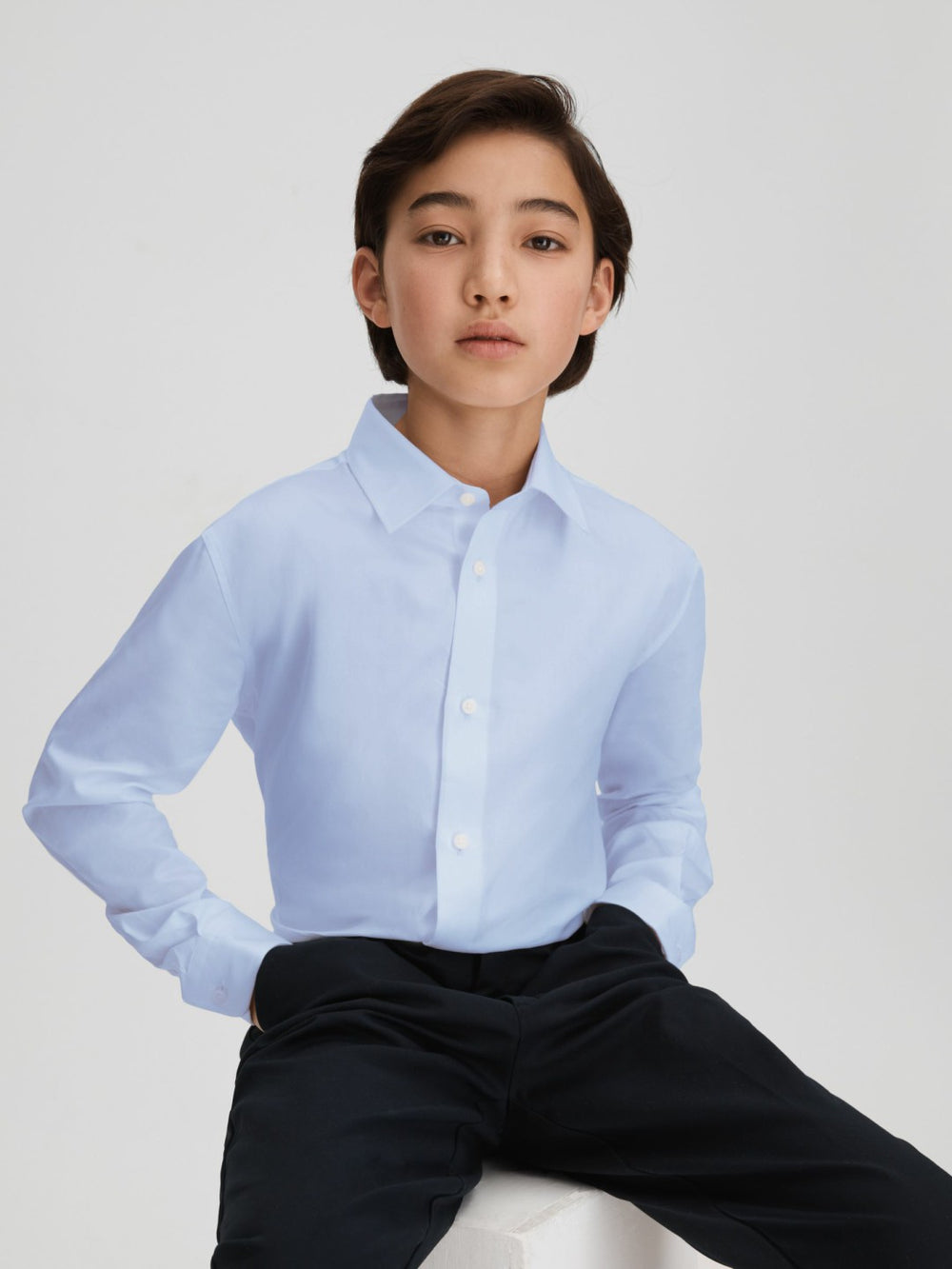Reiss | 3-9 yrs Slim Fit Cotton Shirt in Soft Blue
