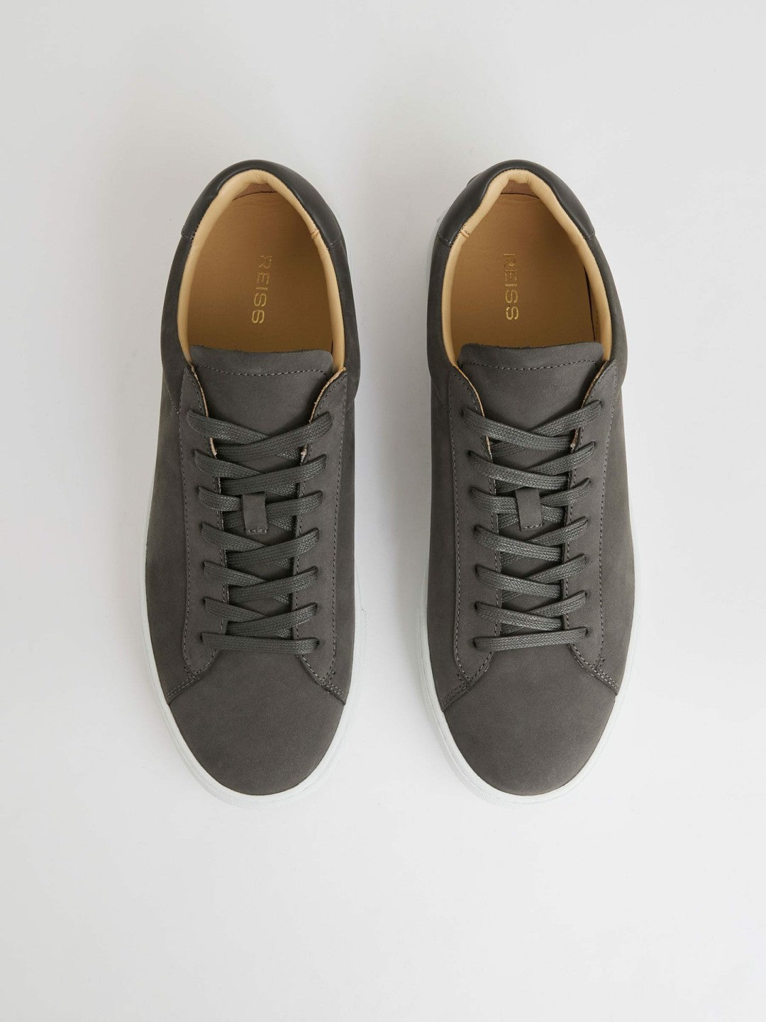 Reiss | Nubuck Leather Low-Top Trainers in Grey