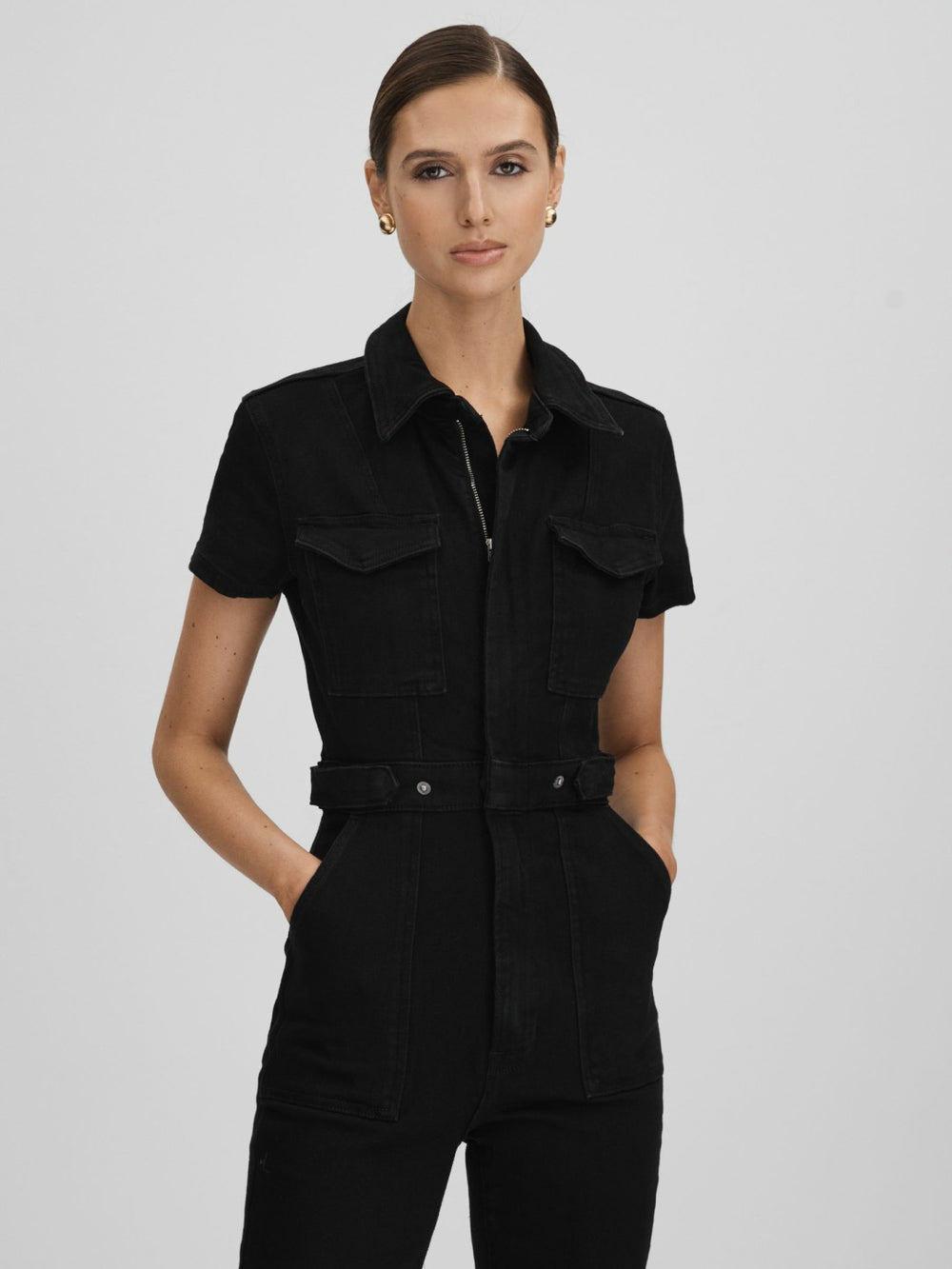 Reiss | Good American Denim Jumpsuit in Black