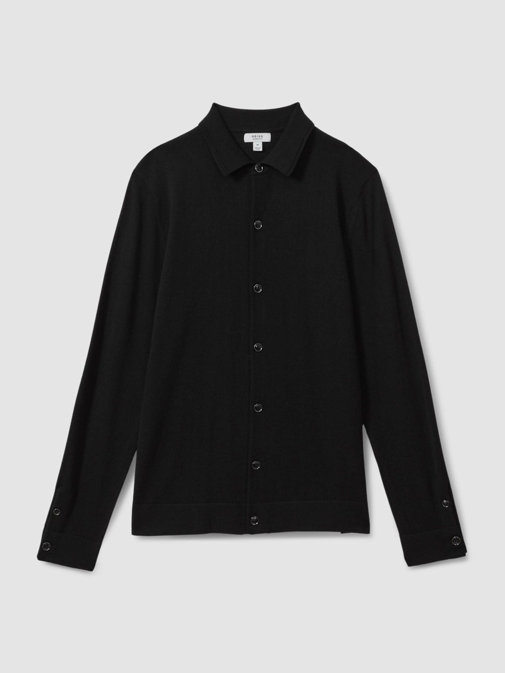 Reiss | Merino Wool Button-Through Cardigan in Black