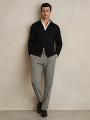 Reiss | Merino Wool Button-Through Cardigan in Black