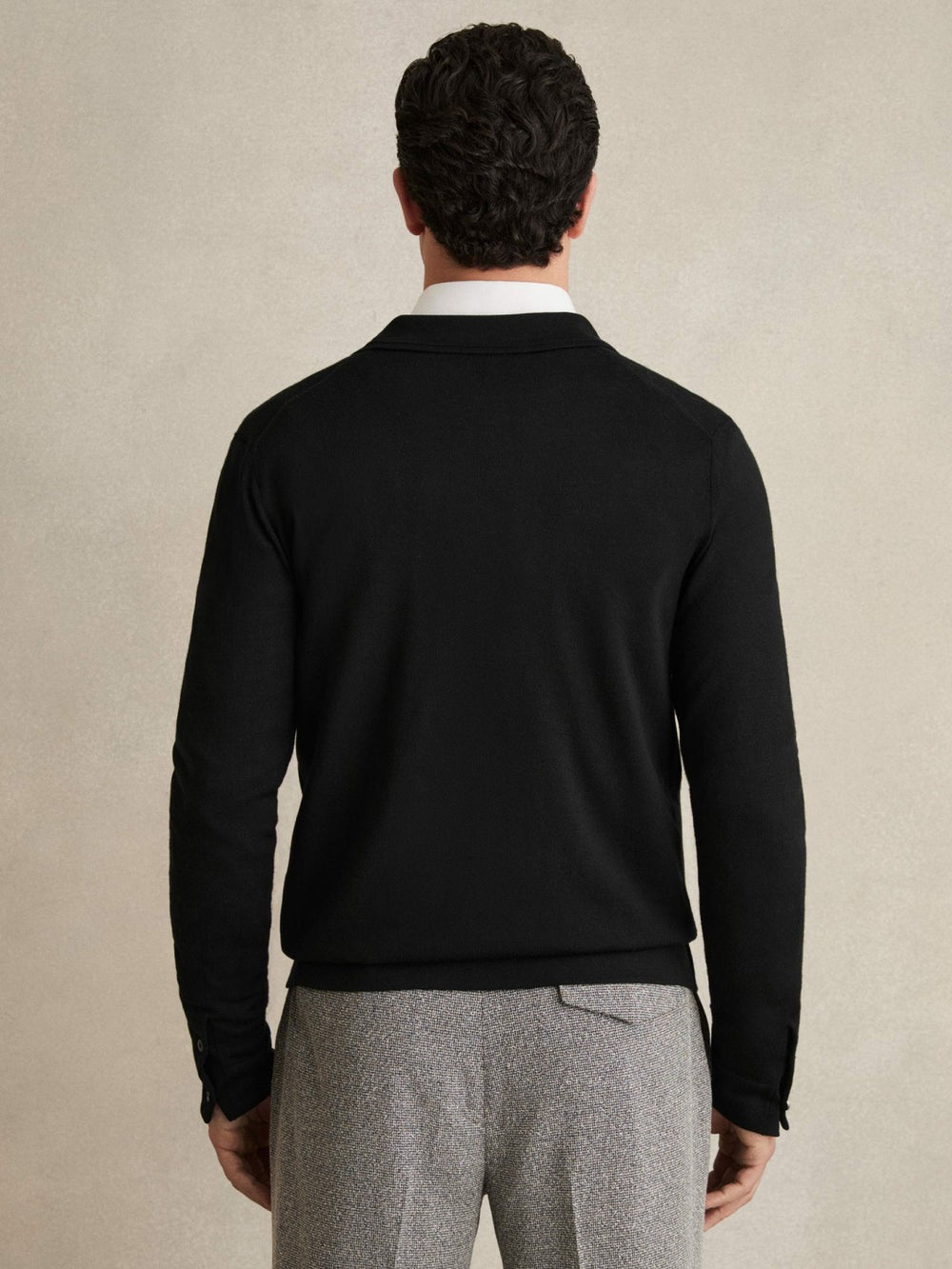 Reiss | Merino Wool Button-Through Cardigan in Black