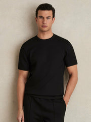 Reiss | Interlock Jersey Crew Neck T-Shirt in Black