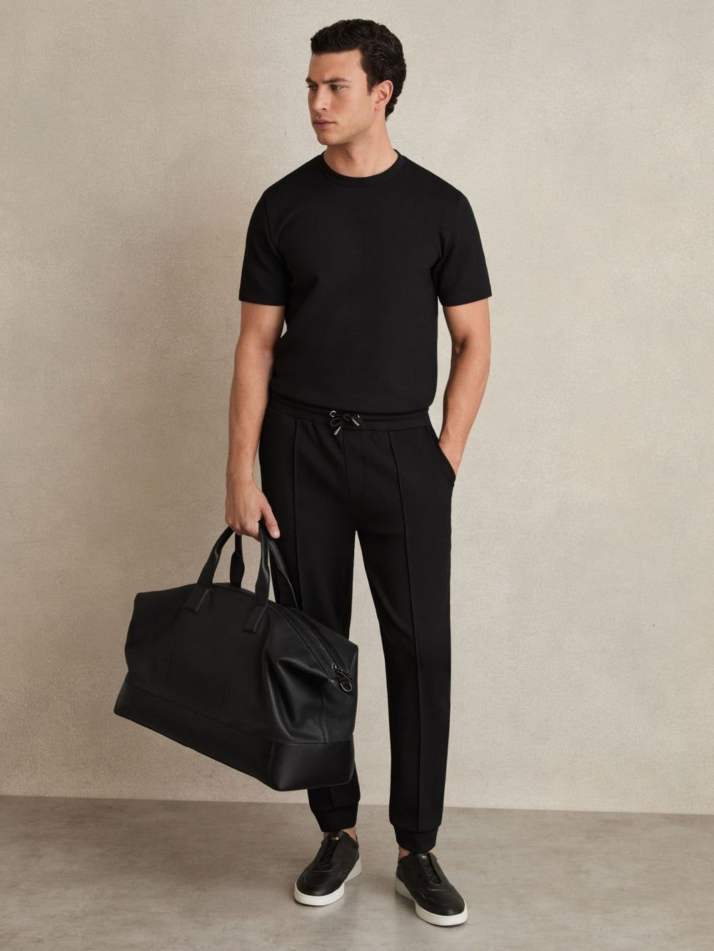 Reiss | Interlock Jersey Crew Neck T-Shirt in Black