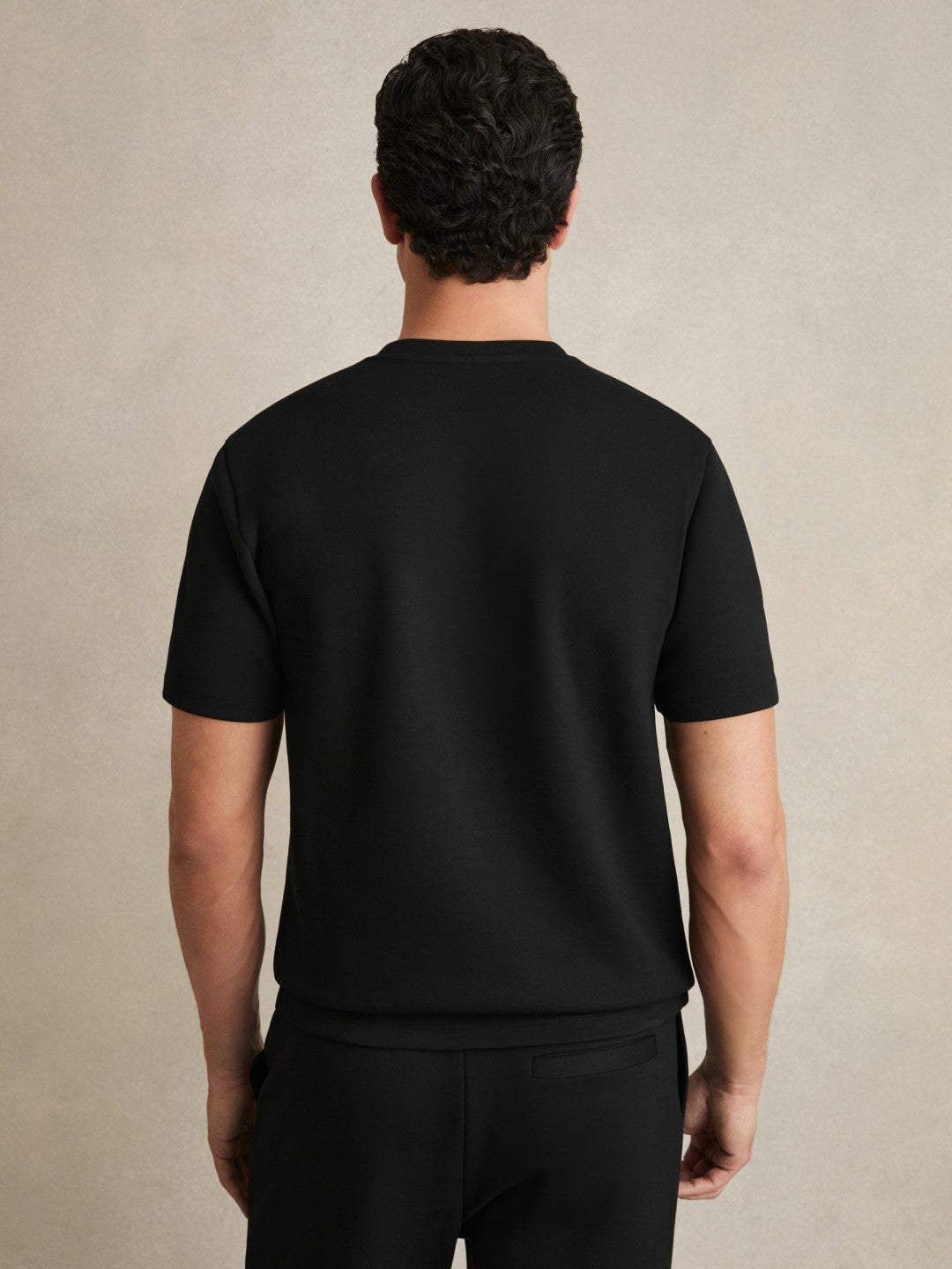 Reiss | Interlock Jersey Crew Neck T-Shirt in Black