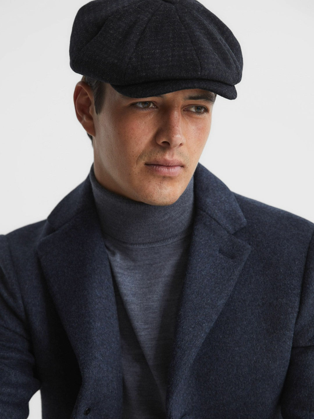 Reiss | Wool Blend Baker Boy Cap in Navy