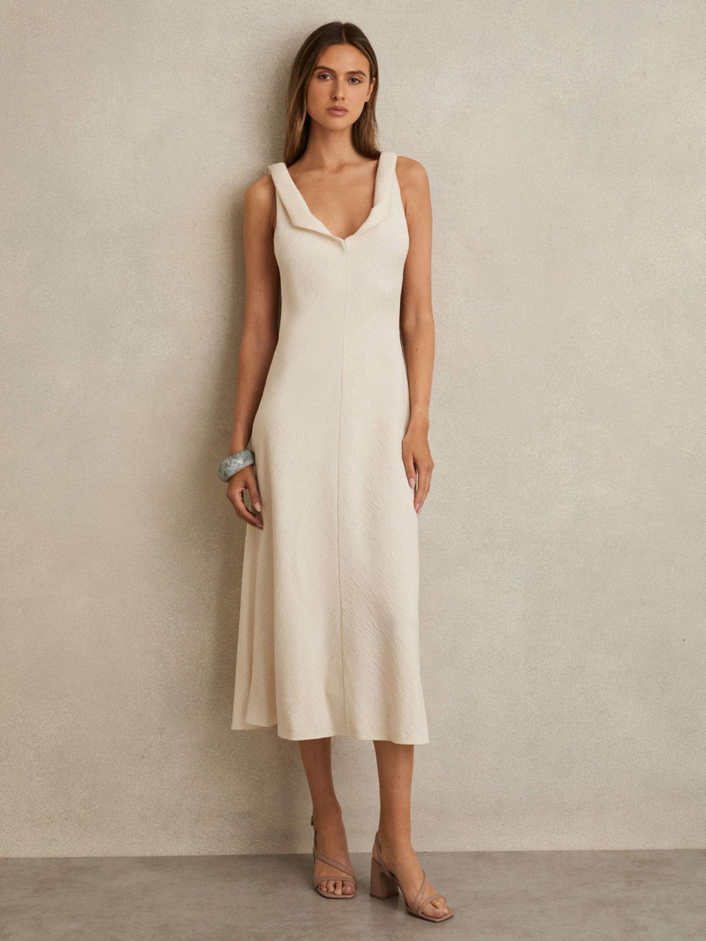 Reiss | Strappy Leather Heeled Sandals in Nude