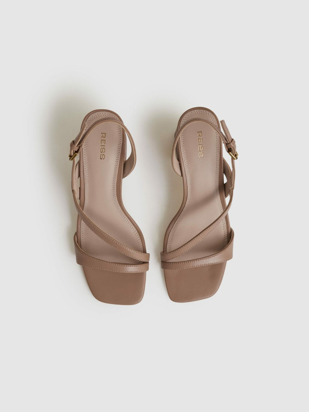 Reiss | Strappy Leather Heeled Sandals in Nude