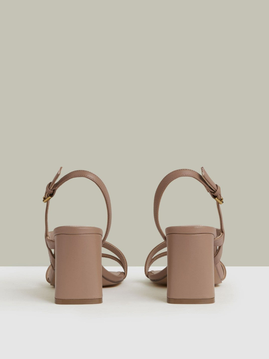 Reiss | Strappy Leather Heeled Sandals in Nude
