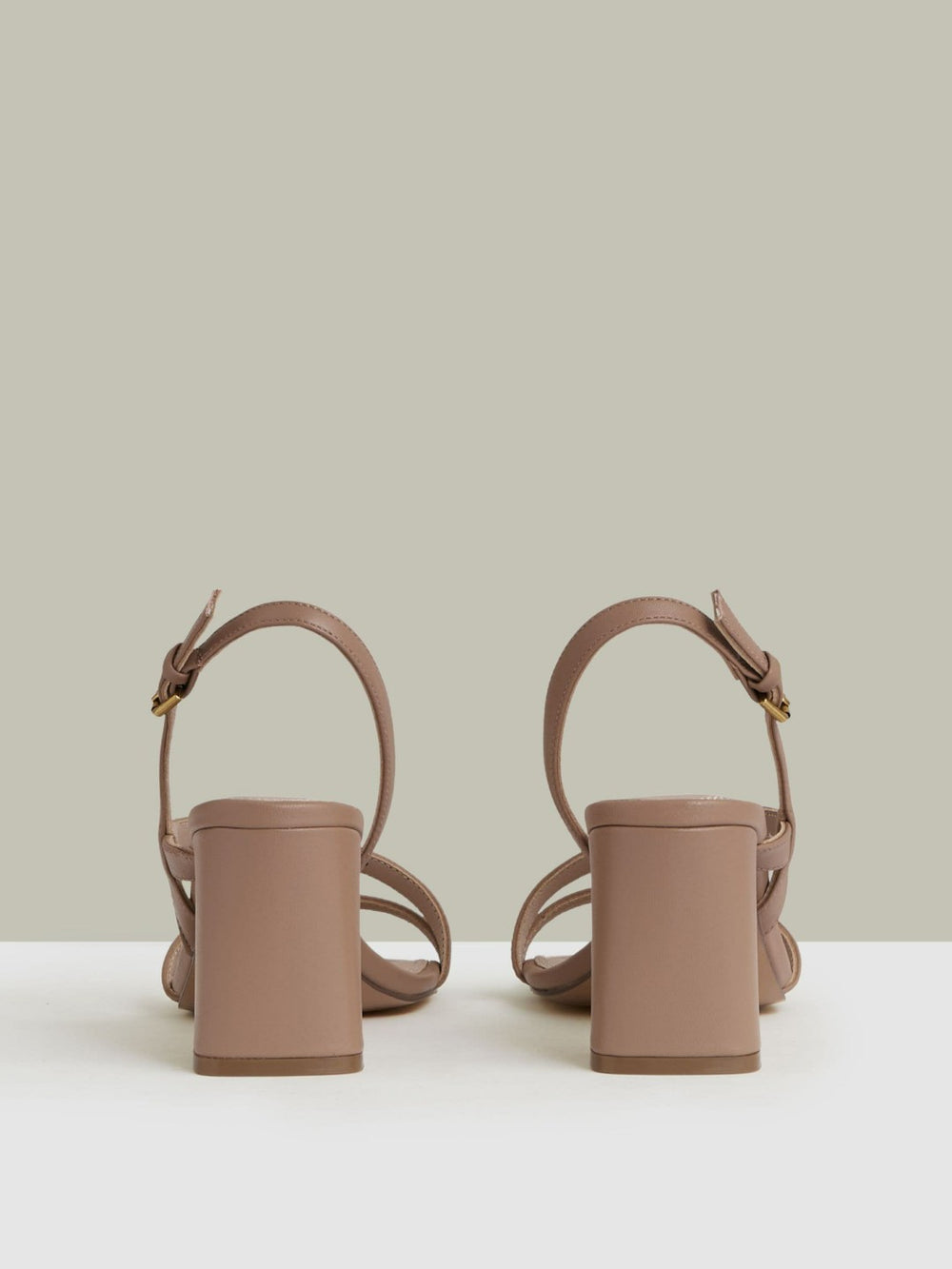Reiss | Strappy Leather Heeled Sandals in Nude