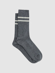 Reiss | Wool Blend Striped Crew Socks in Grey Melange