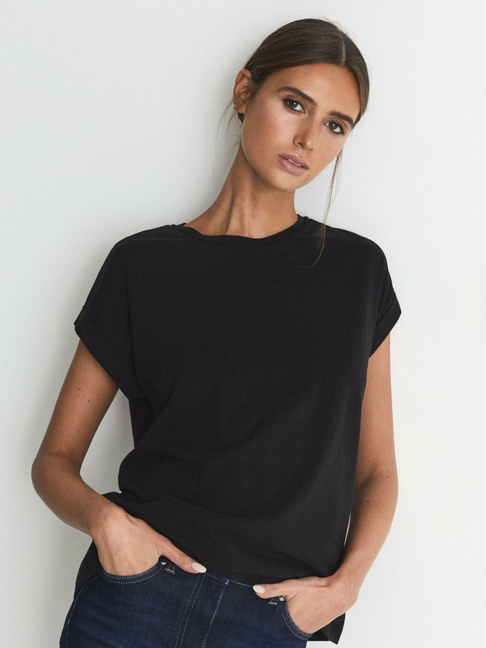 Reiss | Cotton-jersey T-shirt in Black
