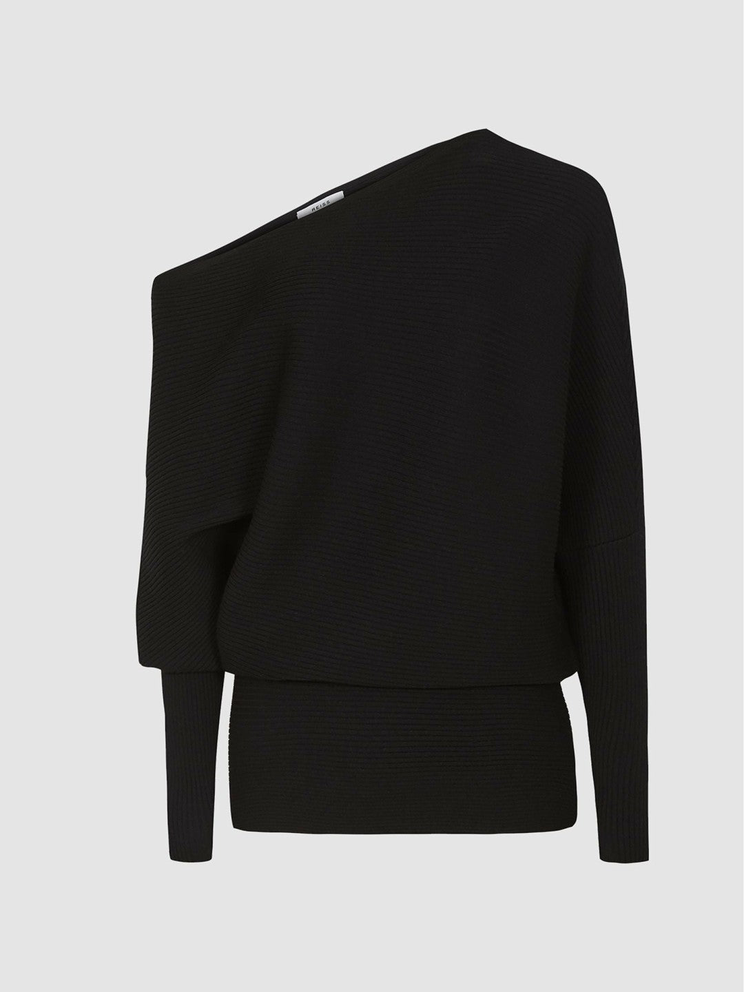 Reiss | Asymmetric Knitted Top in Black