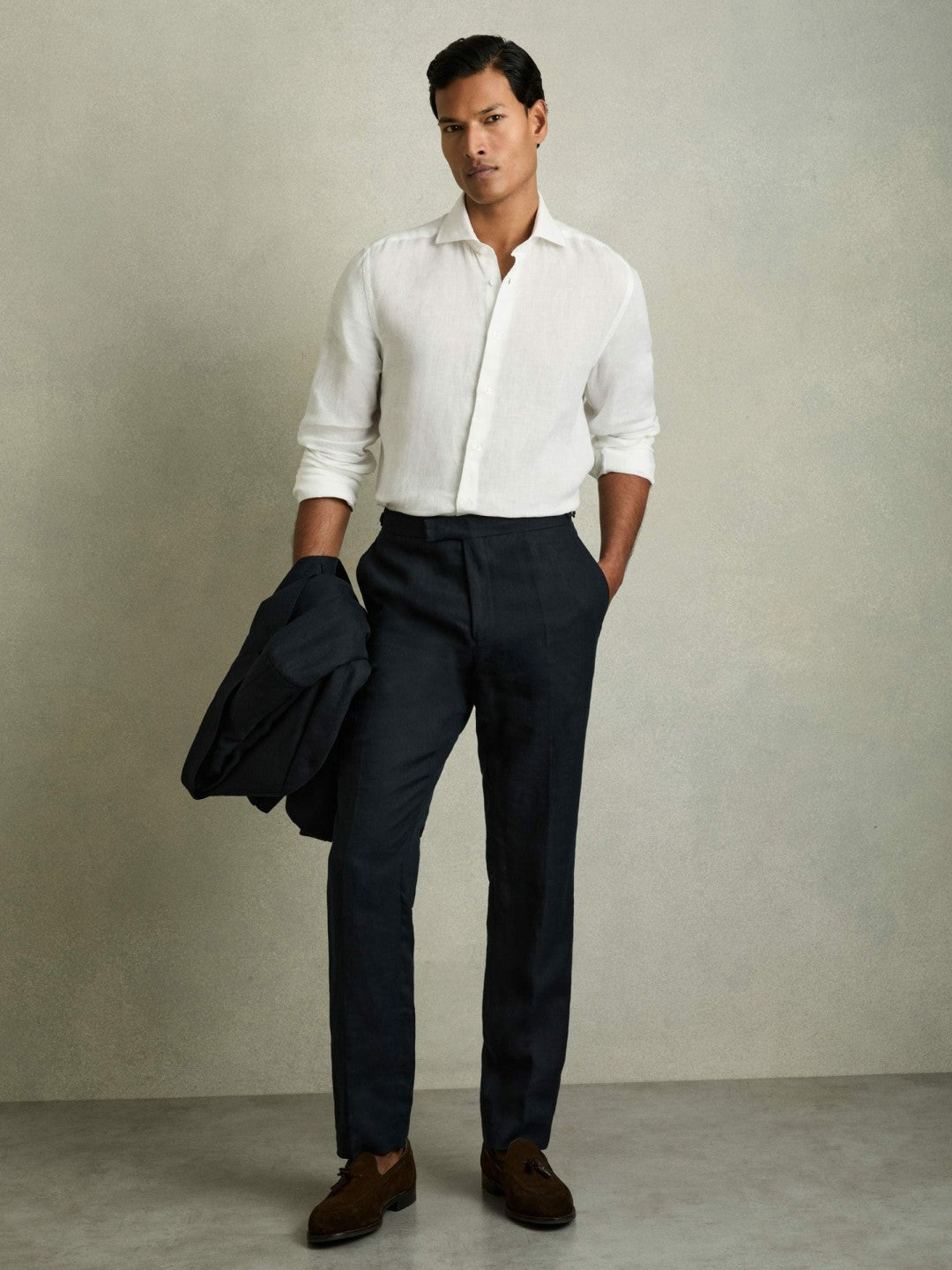 Reiss | Linen Button-Through Shirt in White